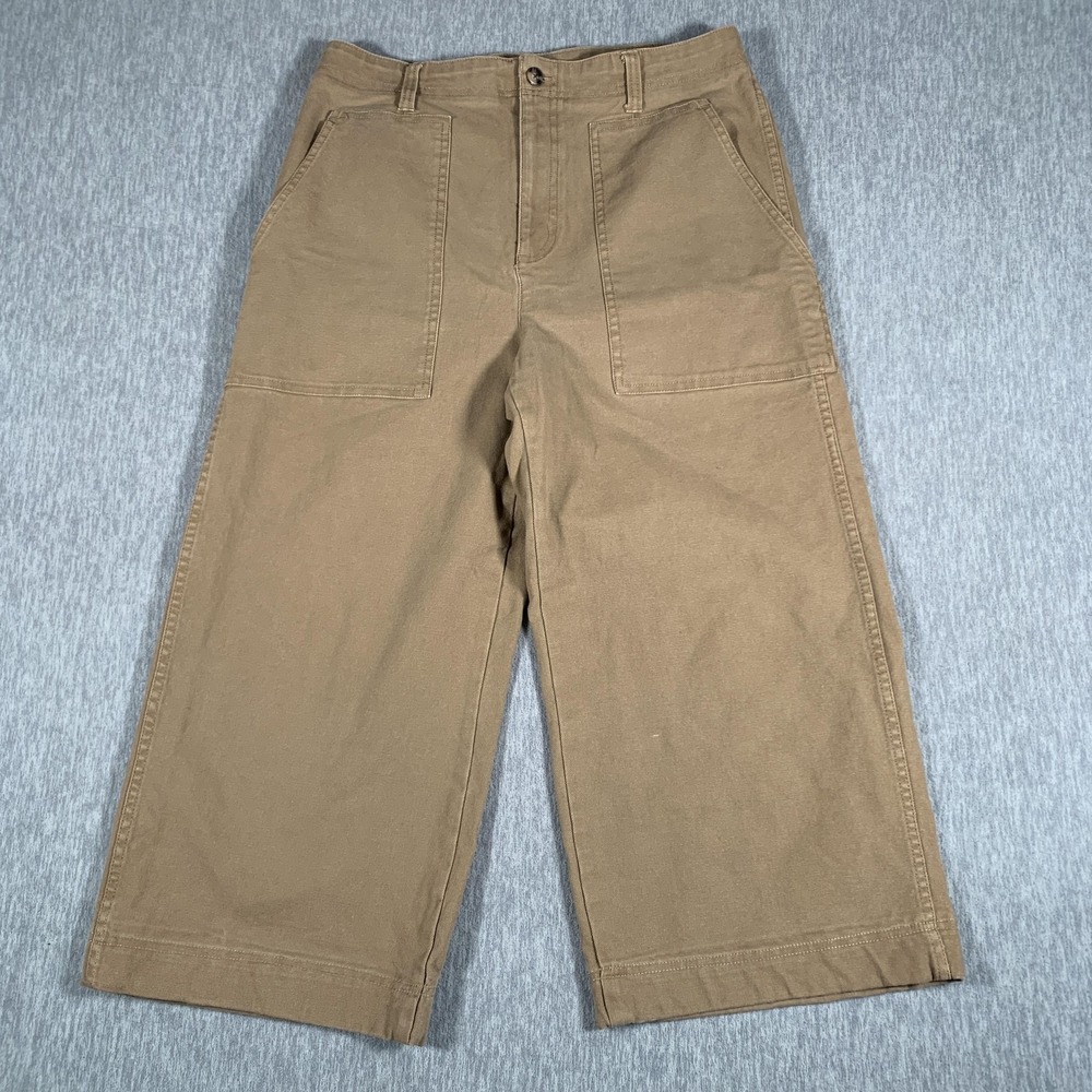 Madewell Pants Womens 32 Tan Emmett Wide Leg Crop High Rise Workwear Chino‎